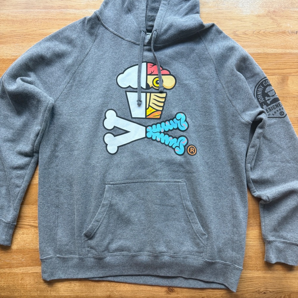 Johnny Cupcakes Mens KAWS DCON Exclusive Gray Hoodie  Sweatshirt XXL